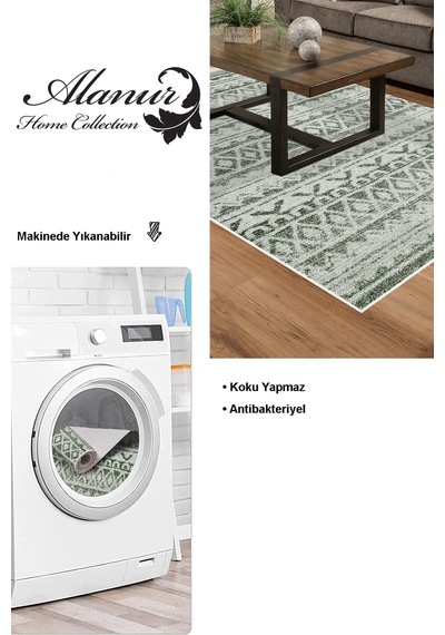 Dekoreko Kaymaz Taban Djt Salon Halısı Trend Iskandinav F5078 Yeşil