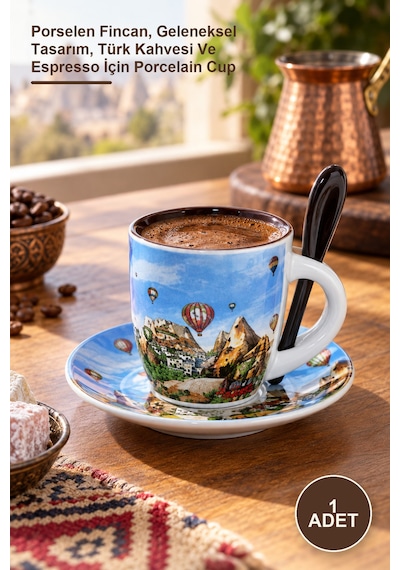 1 Adet Yöresel Fincan Seti Porselen Fincan, Geleneksel Tasarım, Türk Kahvesi Ve Espresso İçin Porcelain Cup Kahve