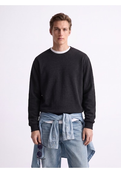 LTB Regular Fit Basic Bisiklet Yaka Antrasit Sweatshırt