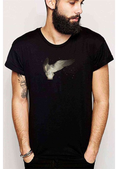 Owl For Computers Baskılı Siyah Erkek Tshirt