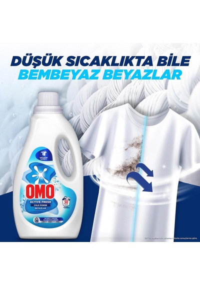 Active Fresh Cold Power Beyazlar İçin Sıvı Deterjan 1500 Ml 3 Paketi