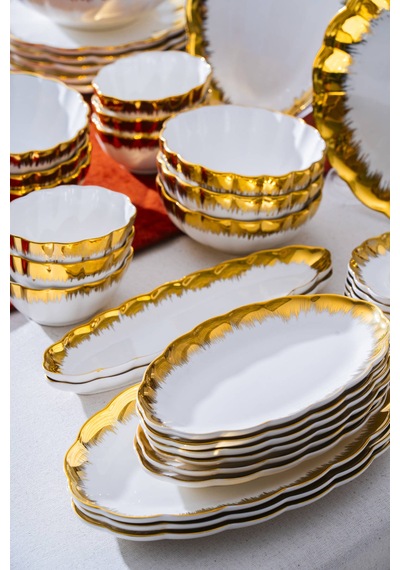Acar Marlene Gold 6 Kişilik 33 Parça Kahvaltı Takımı Beyaz/gold