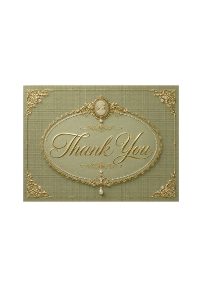 Vintage Gold Thank You Kartı 100 Adet Premium Paket Içi Teşekkür Kartı 8x5 Cm - Yeşil - 084