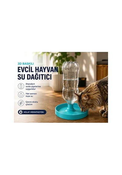 Otomatik Evcil Hayvan Su Sebili Standart Şişeye Uygun