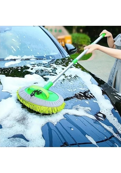 Çok Fonksiyonlu 2 In 1 Mikrofiber Araç Yıkama Fırçası Teleskopik Uzun Saplı Mop
