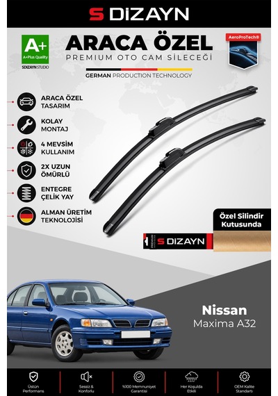 S-dizayn Nissan Maxima Ön Cam Silecek Seti 1995-2000 Premium Araca Özel 53-53 Cm A+ Kalite