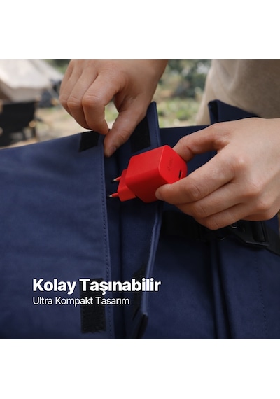 Ttec Smartcharger Gan 45W Avs PD Seyahat Hızlı Şarj Aleti + USB-C - USB-C 3A 120 CM Kablo Neon Kırmızı