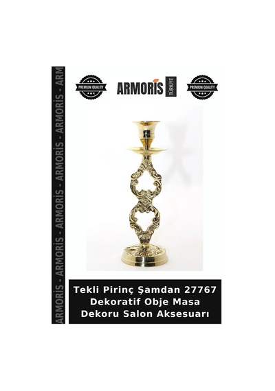 Tekli Pirinç Şamdan 27767 Dekoratif Obje Masa Dekoru Salon Aksesuarı Çok Renkli