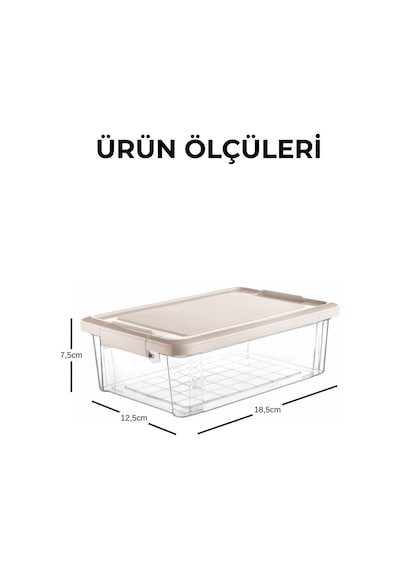 3'lü Set 1,5lt. Decobox Çok Amaçlı Saklama Kabı - Piknik Taşıma Seti - 1,5lt. Krem