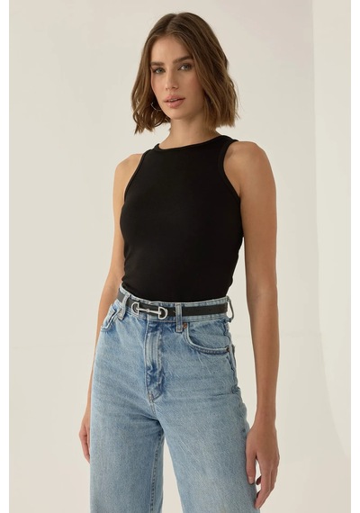 Hiccup Rousey Racer Crop Top Siyah