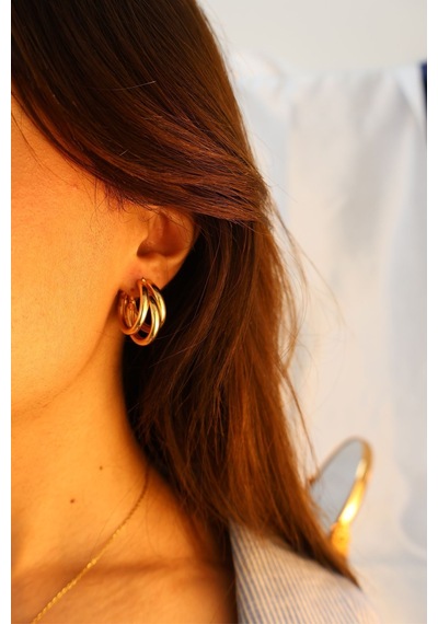 İç İçe Halkalı Trend Gold Küpe Altın - 645306852 Altın