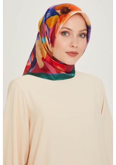 Armine İpek Eşarp 2025 Kış - 9205-57 Twill - Yeşil Bordo