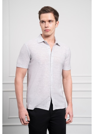 Morven Erkek Gri Trend Apaçi Yaka Dynamic Fit Kısa Kollu Gömlek 25ys004005100 Gri Gri