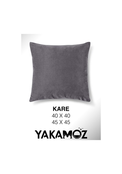 Gümüş Grisi Kırlent , Yastık Kılıfı Kadife Görünümlü Velvet Touch Serisi Gümüş Grisi