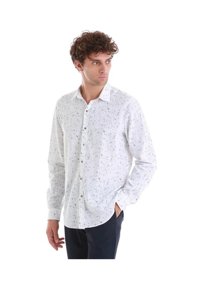Hatemoğlu Lacivert Comfort Fit Baskılı Slim Yaka Uzun Kollu Spor Gömlek 24d190000007 00032 Lacivert