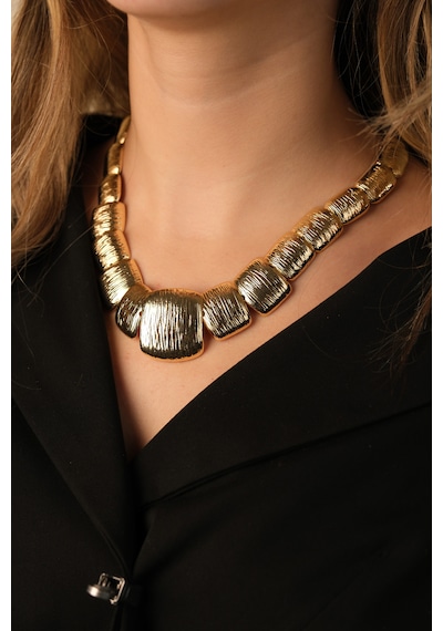 Çildan Womens Özel Eskitme Detaylı Kare Plaka Gold Kolye Altın