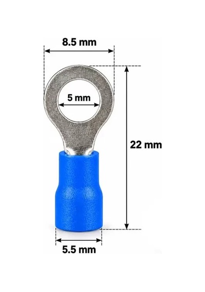 Sh Powermaster Pm-39059 1,5-2,5mm2 Kesit 22x8x6,5mm Soket Mavi İzoleli Kablo Pabucu 100'lü Paket Najmaddin