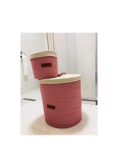 Jüt,hasır,2 Li,banyo Sepet Takımı,bohem Tarzı Banyo Takımı,iskandinav Tarzı/sepet/40x35 Pembe Pembe