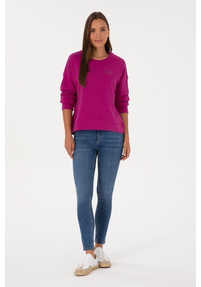 U.S. Polo Assn. Kadın Fuşya Bisiklet Yaka Basic Sweatshırt 50313565-VR023
