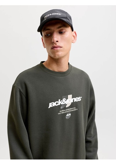 Jack & Jones Jcoclub Brandıng Sweat Crew Neck Haki Erkek Sweatshirt 12300460