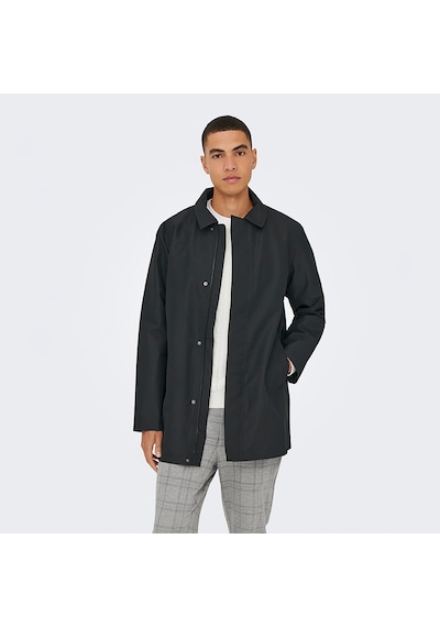 Only & Sons Only&sons Hall Coat Erkek Siyah Klasik Yaka Kaban Siyah