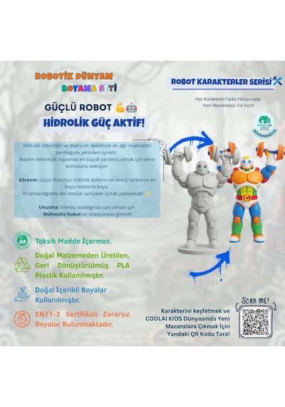 Codlaı Kids Robotik Dünyam 3d Boyama Seti - Çocuklar İçin Eğitici Yaratıcı Oyuncak Boyama Kiti - Güçlü Robot