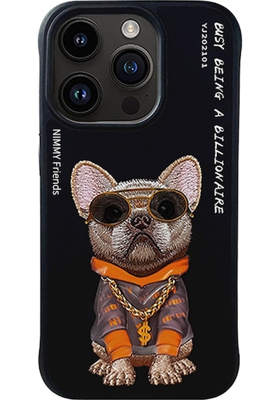 Apple Uyumlu iPhone 15 Pro Dog Serisi Nakış İşlemeli Gözlük Kılıf