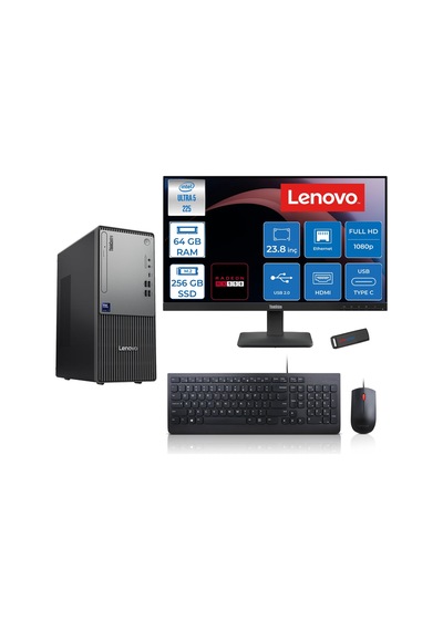 Lenovo ThinkCentre Neo 50T Gen 6 13BD007UTR2427F21 Ultra 5 225 64 GB 256 GB SSD RX550 23.8" Free Dos Masaüstü Bilgisayar + USB Bellek