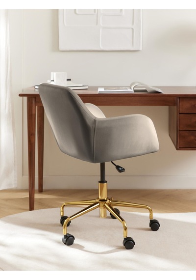 Westwing Bouclé Ofis Sandalyesi Lucie: Beyaz, Altın Ayaklı, Ayarlanabilir Gri - Gold 8977 Westwing Bouclé Ofis Sandalyesi Lucie: Beyaz, Altın Ayaklı, Ayarlanabilir Gri - Gold 8977