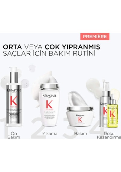 Kerastase Premiere Masque Filler Réparateur, Hasar Görmüş Saçlar İçin Saç Bakım Maskesi, 200 Ml Çiçekli Beyaz