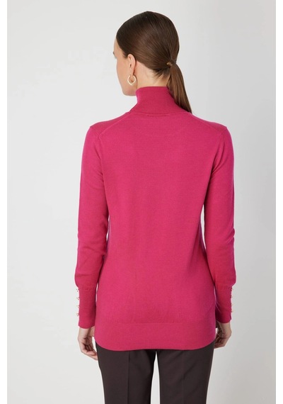 On Fashion Kadın Fuşya Boğazlı Kazak 63503 Fuşya