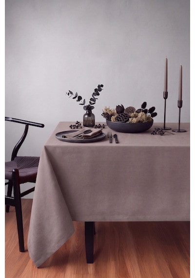 Gauze Fabric Design Kadife Dokulu Dertsiz Masa Örtüsü, Safir Pudra