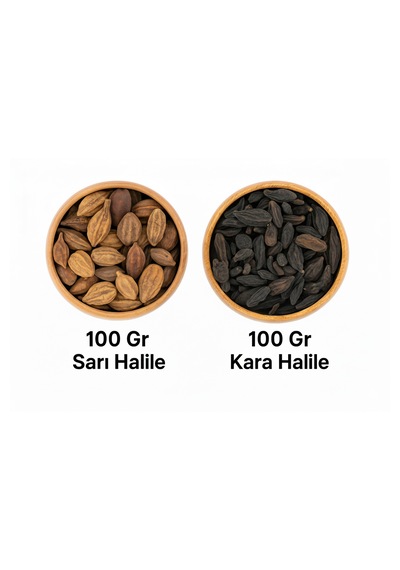 Kara Halile 100 Gr + Sarı Halile 100 Gr Doğal Şifalı Bitki Seti İkili Paket - Toplam 200 Gr