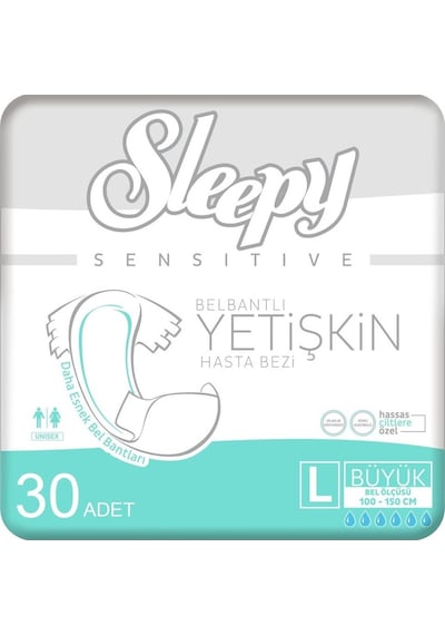 Sleepy Sensitive Antibakteriyel Süper Yetişkin Hasta Bezi Large 30 Adet
