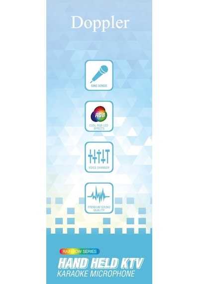 Doppler Rainbow Mavi Karaoke Mikrofonu Ledli Ses Değiştirme Özellikli Işıklı Yeni