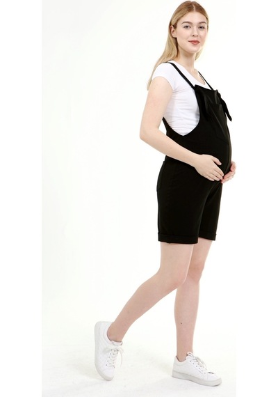 Luvmabelly Myrb6205 - Siyah Hamile Şort Salopet-siyah