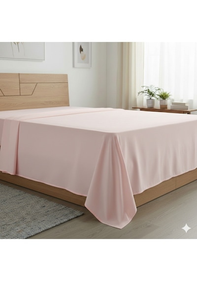 Tek Kişilik Düz Çarşaf Pamuklu Kumaş Lastiksiz Çarşaf 160x240 Pembe