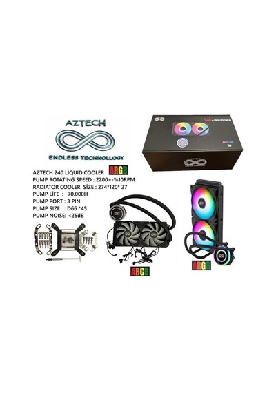 Aztech 240mm Lıquıd Coolıng Az240-1b Argb Sıvı Soğutmalı Am5-1851p İşlemci Fanı