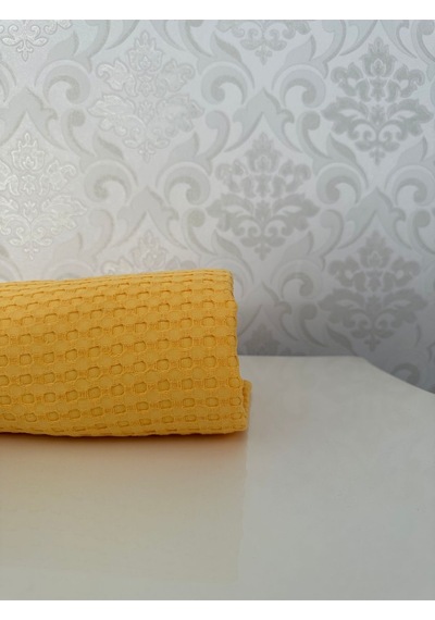 Premium %100 Pamuk Çift Kişilik Yazlık Pike, Yatak Örtüsü, Terletmez Kumaş Sarı Renk 240x200cm Sari