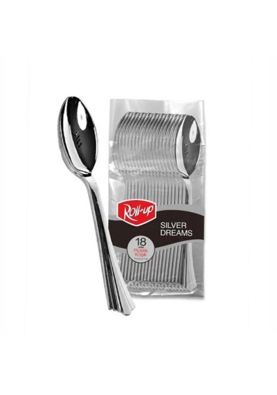 Metal Görünümlü 15,5cm Plastik Kaşık 18 Li Metalik