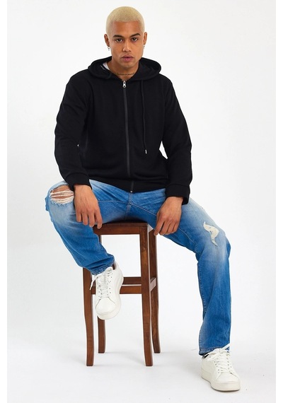 Erkek Kapşonlu Regular Fit Yan Cepli Hırka Spr 20k62 001