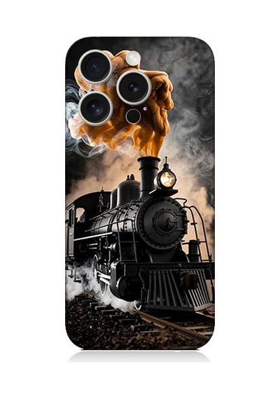 Apple Uyumlu iPhone 15 Pro Max Kara Tren Desenli Silikon Kılıf Silikon