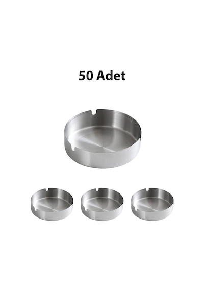 50 Adet Çelik 8 Cm Kafe Restaurant Lokanta Yuvarlak Kül Tablası Küllük