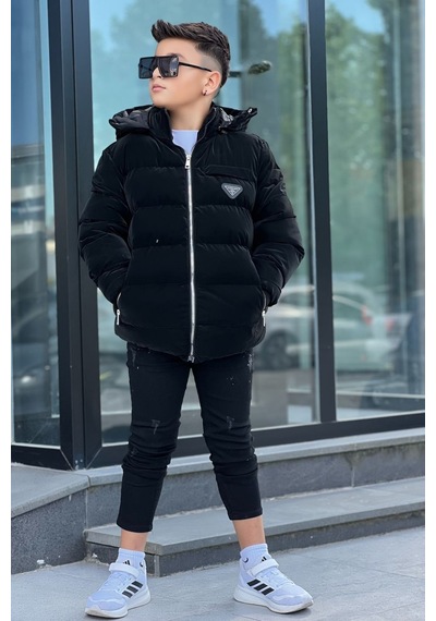Pina Kids Erkek Çocuk Çıkarılabilir Kapüşonlu Su Geçirmez Nova Kışlık Mont Km4012 Siyah