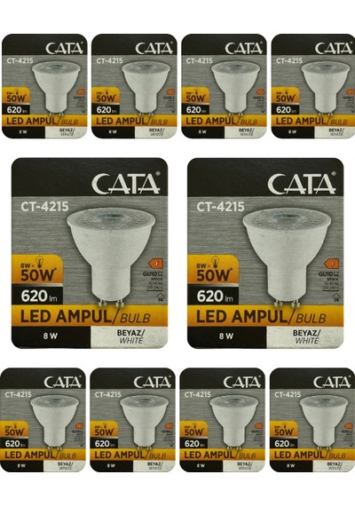 10 Adet Cata 8w 50w 6500k Beyaz Işık Gu10 Duylu Led Spot Ampul