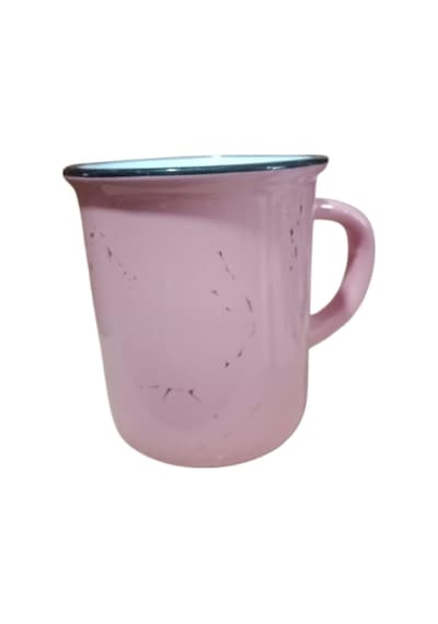 Seramik Kulplu Bardak Renkli Emaye Görünümlü 260 Cc - Pembe Pembe