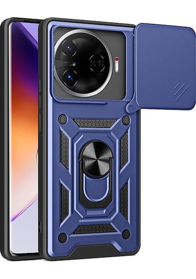 Teleplus Tecno Camon 30 Pro 5g Kılıf Magnetik Standlı Kamera Korumalı Slide Sürgülü Cover Kapak