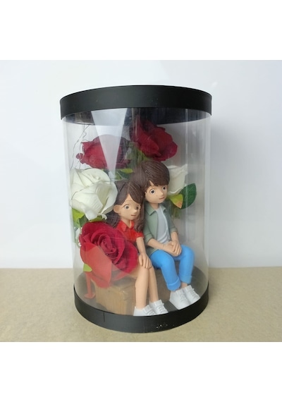 Seni Seviyorum Yazılı -ışıklı -biblolu Kutu Güller 25cm