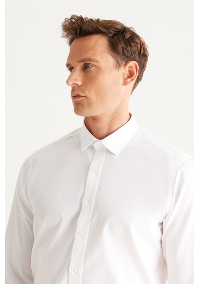 AC&Co / Altınyıldız Classics Erkek BEYAZ Ütü Gerektirmeyen Non-İron Slim Fit Dar Kesim %100 Pamuk Gömlek Beyaz AC&Co / Altınyıldız Classics Erkek BEYAZ Ütü Gerektirmeyen Non-İron Slim Fit Dar Kesim %100 Pamuk Gömlek Beyaz