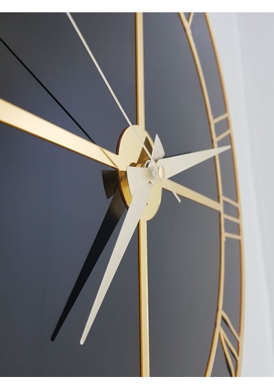 Ayna Denizi Gold Black Model Altın Siyah Renk 50 CM Dekoratif Aynalı Duvar Saati Altın - Siyah